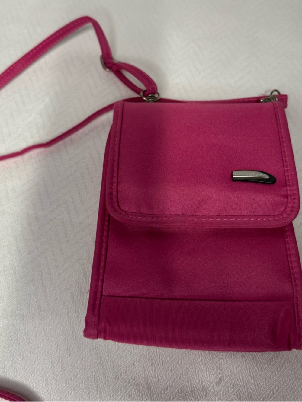 Travelon Hot Pink Crossbody Bag security travel bag.  Vacation secured